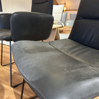 KFF - 6er Set Stuhl Leder Rawhide Black 356 Schwarz Grau Gestell Struktur Anthrazit M23 - 13