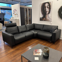Rom - Ecksofa Cosmo Rindsleder Montana Black Schwarz Füße Stahl Mattschwarz Lackiert Inklusive Kissen - 6