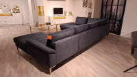 Global - Ecksofa Oviedo Stoff Regain Indigo Blau Füße Metall Matt Gebürstet - 4