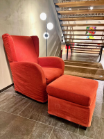 Contur - Sessel Sergio Stoff Chenille Terracotta Rot Inklusive Hocker - 2