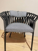 Eigene Herstellung - Varaschin  / Essgruppe Tisch Elisse HPL mit 4er-Set Stuhl Emma Stoff Grau Nero - 5