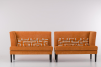 Werther - Sitzgruppe Byblos XL Stoff Jetty 2419 08 Romo Orange Gestell Holz Schwarz Inklusive Rückenkissen - 4