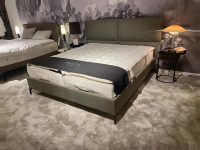 Treca Interiors - Polsterbett Portofino Stoff Tunis Olive Grün Füße Metall Schwarz Pulverbeschichtet Inklusive Matratzen - 4