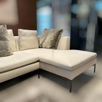 B&B Italia - Sofa Charles Stoff Salemi Beige Füße Aluminiumguss Schwarz Verchromt inkl. Dekokissen - 3