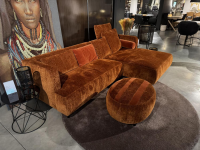 Brühl - Ecksofa Aoyama Stoff 4401 0050 Orange Füße Schwarz Höhenverstellbar Inklusive Hocker - 3