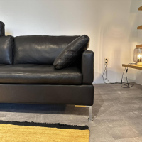 Brühl - Sofa Soft Leder Pearl 5707 10 Schwarz Winkelfuß Verchromt - 5