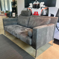Walter Knoll - Sofa Jason 390 25 FLFR Leder Velvet 1481 Poppy Seed Grau Gestell Hochglanz Verchromt Mit Nackenrollen - 8