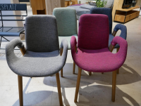 Hartmann - 4er-Set Polsterstühle Kerneiche Umato Gebürstet Außen Leder 13 Grau Innen Stof Mehrfarbig - 3