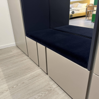 Schönbuch - Cabinet Stripes Pebble 59 Gray And Midnight Blue 51 Blue Gray Lacquered Bench Upholstery Midnight Blue - 2