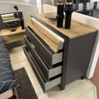 Thielemeyer - Schlafzimmer VZ 1 MR Joline Wildeiche Massiv Gebürstet Altholz Eiche Lackiert Und Lack Graphit Inklusive Beleuchtung - 7