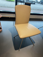 WK Wohnen - 6er-Set Stuhl 701 Leder Toledo Echt Mastic Beige Gestell Viefuß Edelstahl Matt Mit Kunststoffgleitern - 7
