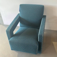 Cassina - Sessel Urecht Stoff Look Ottanio Blau Mit Knopflochstich - 5