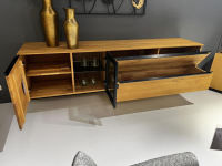 WK Wohnen - Sideboard Baristo WK 490 Hängend Asteiche Natur Rahmen Metall Schwarz Mit Beleuchtung - 9
