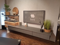 Musterring - Wohnwand MR Jana Lack Graphit Absetzung Spaltholz Eiche Altholz Inklusive LED Beleuchtung - 8