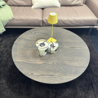 Molteni & C - Couchtisch Trevi TNR3 Platte Rund Eichenholz Grau Gestell Metall Zinnfarbig - 3