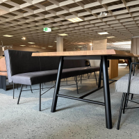 Bert Plantagie - Essgruppe Berck Anise Aster Brown Eiche Astig Geölt Leder Twilight Anthrazit Gestell Lack Verkehrsschwarz - 3