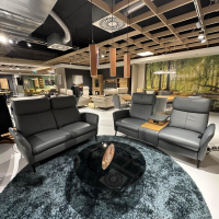 Natura - Garnitur Sofa Fresno Leder Mercury Blue Grey Blau Grau Metallfuß Schwarz Matt Mit Motorischer Relaxfunktion - 9