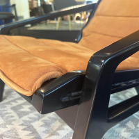 Molteni & C - Sessel D 156 3 Leder Scirocco SD974 Rugine Orange Braun Gestell Massivholz Schwarz Hochglanz Lackiert - 2