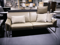 Jori - Sofa Bellino Leder Lipano Oliv Grün Gestell Metall Mit Kissen Und Kopfstütze - 8