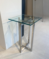 Cassina - Beistelltisch Platte Klarglas Gestell Metall Poliert - 2