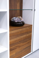 Hülsta - Wohnwand Mega-Design Lackbeschichtung Weiß Furniert Kernnussbaum - 5