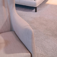 Giorgetti - Sessel Mobius High Bezug Stoff Beige Gestell Eiche Dunkel - 4