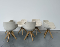 MDF Italia - 6er-Set Armlehnstuhl Flow Slim Stoff Anima Weiß Gestell Eiche Natur - 3