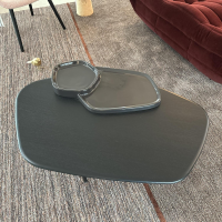 Ligne Roset - Couchtisch Lewa Platte Esche Schwarz Auflage Keramik Ebenschwarz Füße Stahl Schwarz Lackiert - 3