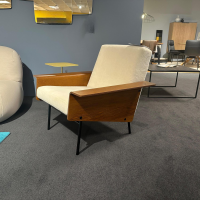 Ligne Roset - Sessel G 10 Stoff Alpa Arctique Beige Gestell Schwarz Seidenmatt Pulverbeschichtet Armlehnen Buchenmultiplex Furniert - 5