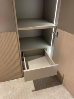 Sudbrock - Wardrobe Miria fronts smooth lacquer Sienna 465 oak Sahara 129 fluted with lighting - 2