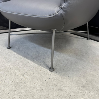 COR - Clubsessel Jalis 26188 Leder 248 Asche Grau Nahtband 5091 Mittelgrau Grau Drahtgestell F02 Feinstruktur Platin - 6