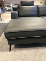 DFM - Ecksofa Beluga Leder WM Anthrazit Metallfüße Schwarz mit Kopfstütze - 2