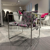 Brühl - Armchair Grace Soft fabric 8001 95 gray pink yellow frame stainless steel smooth - 2