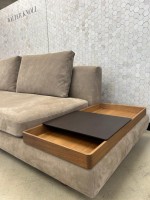 Walter Knoll - Sofa Tama Living 821 Leder Velvet 1484 Hazelnut Braun Gestell Nussbaum Mit Splint Geölt Mit Kissen Und Tablett - 8