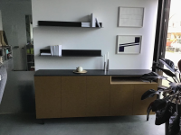 Novamobili - Sideboard Front Lack Matt Ambra Braun Deckplatte Marmor Pietra Schwarz Gestell Metall Brüniert Mit Konsolen Ellie Schwarz - 5