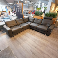 Stressless - Ecksofa E200 Leder Paloma Rock Grau Fuß L01 Edelstahl Mit Kopfstütze - 10