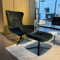 Freifrau - Sessel Leya Wingback Chair Stoff Grün Gestell Metall Schwarz Mit Wippmechanik Inklusive Hocker - 2