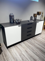 Musterring - Sideboard 2R Kara Frame Lack Weiß Und Mantelseiten Feinschliff Grigio Schwarz - 3