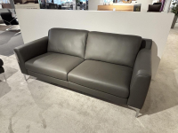 DFM - Garnitur Casablanca Leder W2 Anthrazit Füße Chrom 2 Sofas 1 Hocker - 4