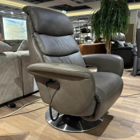 Comfortmaster - Relaxsessel XL CM HU1087 Leder Vivre Greystone Grau Drehteller Metall Silber - 4