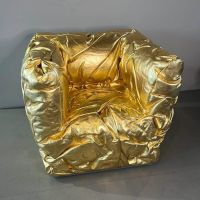 Edra - Sessel Sponge Metallisiertes Leder PLX Gold - 3