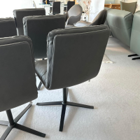 Hülsta - 6er-Set Stuhl D 27 Leder Nubuk Touch 5617 Schwarz Drehgestell Metall Schwarz Pulverbeschichtet - 8