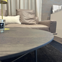 Molteni & C - Couchtisch Trevi TNR3 Platte Rund Eichenholz Grau Gestell Metall Zinnfarbig - 4