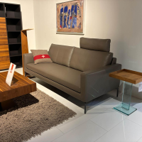 Intertime - Sofa Gil Leder Santana Terra L3385S Grau Braun Füße Metall Schwarz - 8