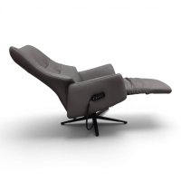 himolla - Sessel 7948 S Lounger M Leder 27 Leonessa Arctic Grau Sternfuß Metall Anthrazit Mit Motorischer Verstellung - 4