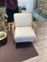 Natura - Sessel Karasu Stoff 0 Retro Bliss 02 Creme Beige Gestell Massivholz - 2