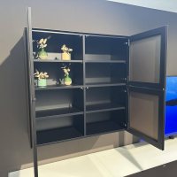 Spectral Smart Furniture - TV Kombination Ameno Korpus Lack Black Schwarz Front Glas Metallic Bronze Und Stoff Carbon Glas Snow Weiß - 5