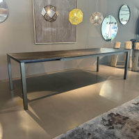 Janua - Tisch S600 Platte Eiche Geräuchert Anthrazit Geölt Gebürstet Gestell Metall Stahllasur Bronze - 6