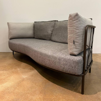 Fischer Möbel - Sofa Aura Outdoor Stoff Chartes Drizzle J348 Grau Gestell Edelstahl Dark Bronze Matt Pulverbeschichtet Inklusive Hocker - 3