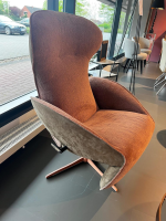 Jori - Relaxsessel Daydreamer Innen Stoff Mumble 13 Pesca Braun Außen Leder Nubuck Macchiato Braun Fuß Metall Matt Beigerot Lackiert - 9